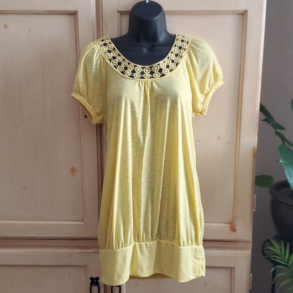Yellow Balloon Mini Dress / Blouse